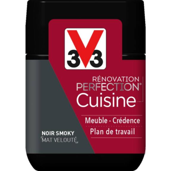 Testeur de peinture rénovation cuisine Perfection noir smoky mat 75ml - V33