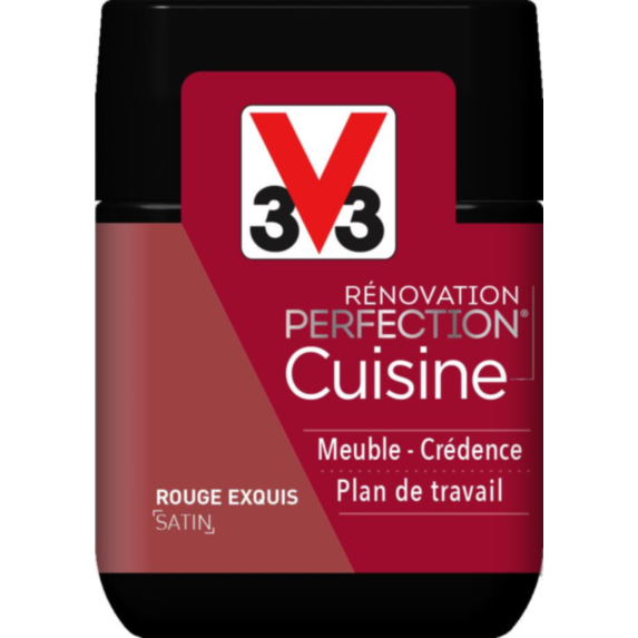 Testeur de peinture rénovation cuisine Perfection rouge exquis satin 75ml - V33