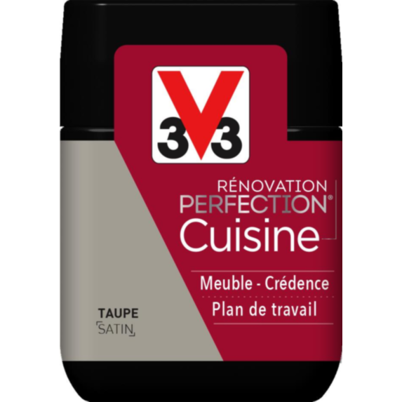 Peinture rénovation cuisine Perfection taupe satin testeur 75ml - V33