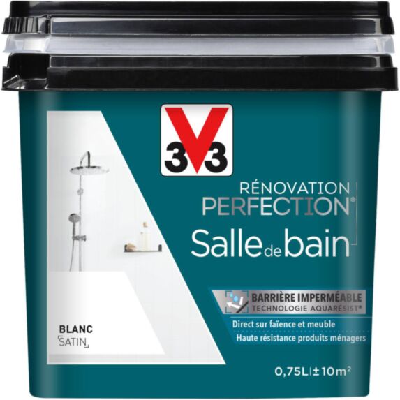 Peinture rénovation salle de bain blanc satin 0,75l - V33