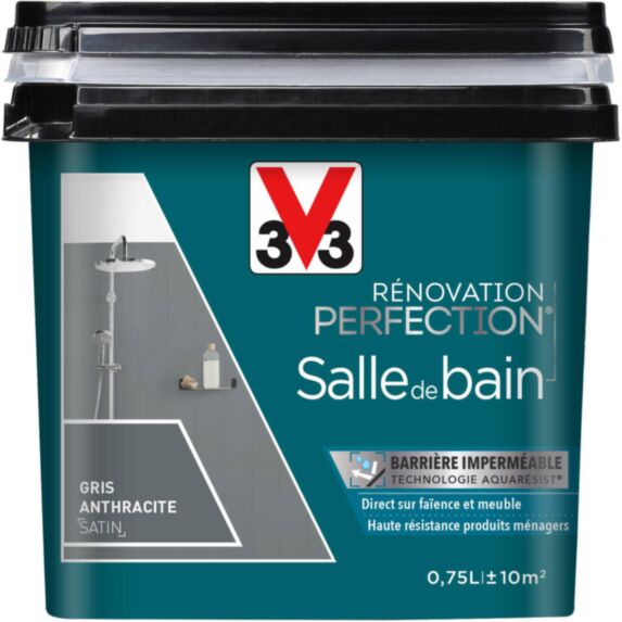 Peinture rénovation salle de bain gris anthracite satin 0,75l - V33