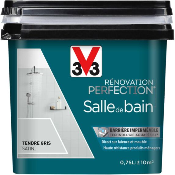 Peinture rénovation salle de bain tendre gris satin 0,75l - V33