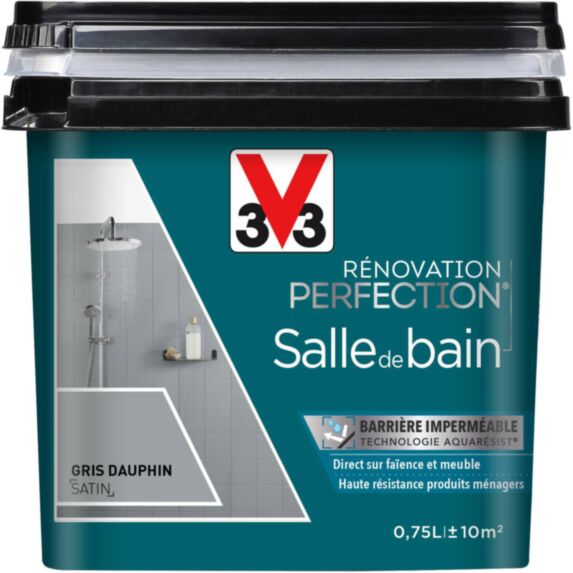 Peinture rénovation salle de bain gris dauphin satin 0,75l - V33