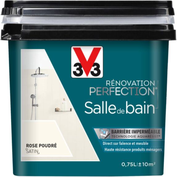 Peinture rénovation salle de bain rose poudre satin 0,75l - V33