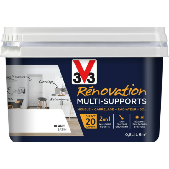 Peinture Rénovation Multisupport blanc satin 0,50 L - V33