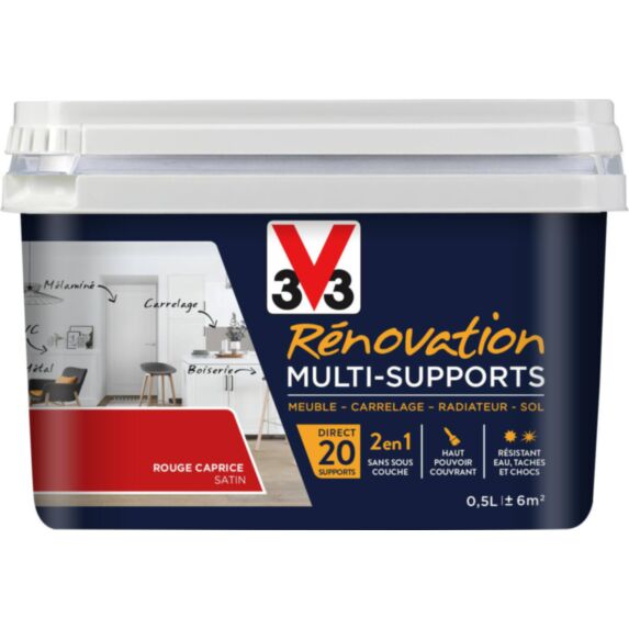 Peinture Rénovation Multisupport rouge caprice satin 0,5L - V33
