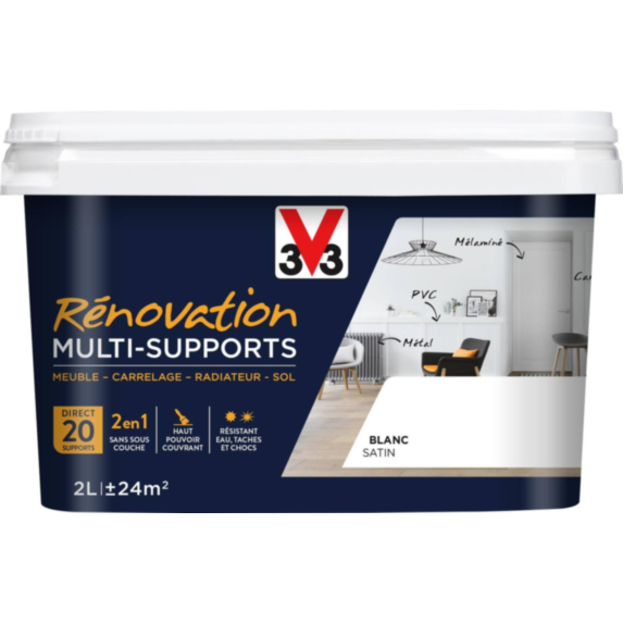 Peinture Rénovation Multisupport blanc satin 2L - V33