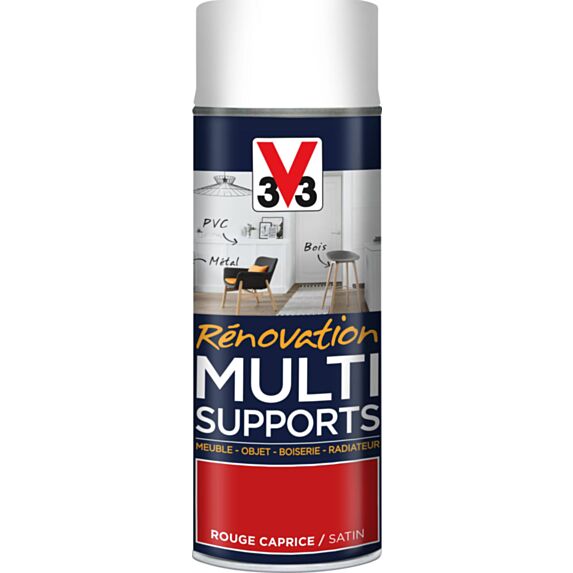 Peinture Rénovation Multisupport rouge caprice satin aérosol 400 ml - V33