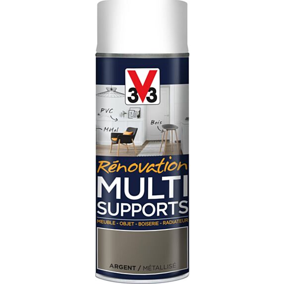 Peinture Rénovation Multi support argent satin aérosol 400 ml - V33