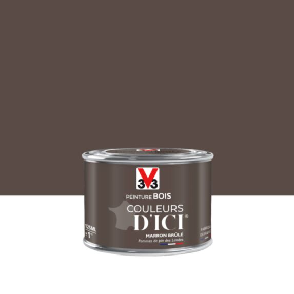 PEINTURE V33  BOIS COULEURS D’ICI ®  MARRON BRULE 125 ML