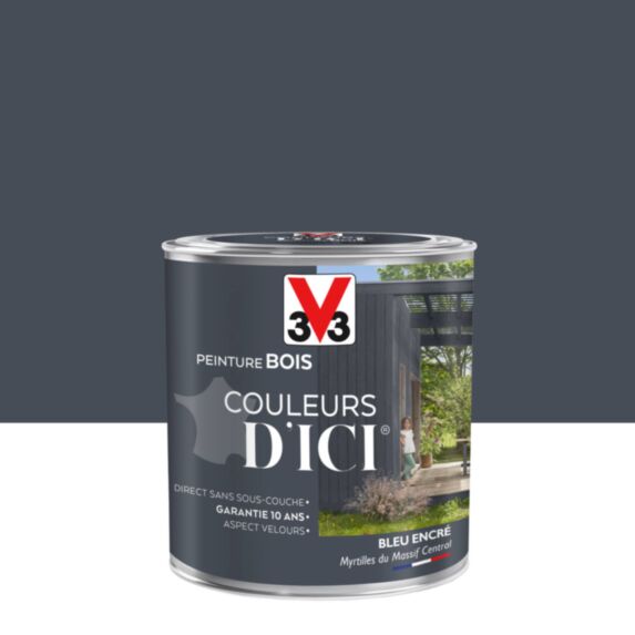 PEINTURE V33  BOIS COULEURS D’ICI ®  BLEU ENCRE 0,5 L