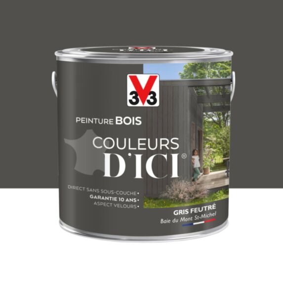 Peinture bois Couleurs d’ici 2L gris feutre – V33