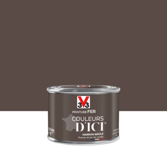 PEINTURE V33  FER COULEURS D’ICI ®  MARRON BRULE 125 ML