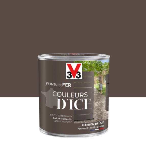 PEINTURE V33  FER COULEURS D’ICI ® MARRON BRULE 0,5 L