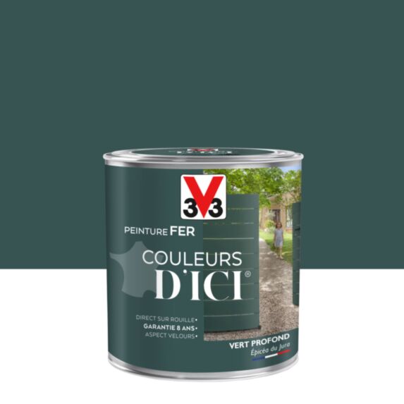 PEINTURE V33  FER COULEURS D’ICI ®  VERT PROFOND 0,5 L