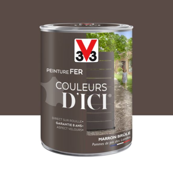 PEINTURE V33  FER COULEURS D’ICI ®  MARRON BRULE 1,5 L