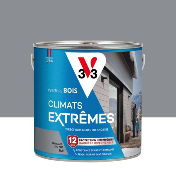 Peinture bois mat gris galet 2l