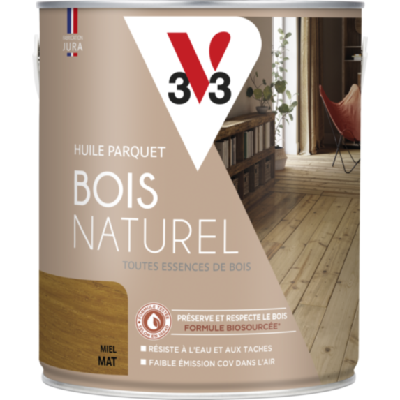 Huile de protection de bois nature intérieur miel 2,5 L - V33
