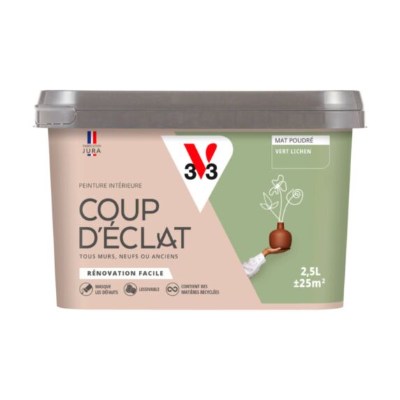 Peinture intérieure mat Coup d'Éclat vert lichen 2,5 L - v33