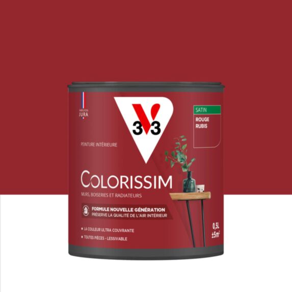 Peinture intérieure Colorissim® Rouge Rubis Satiné 0,5L - V33