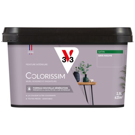 Peinture colorissim 2,5 l satin gris mauve