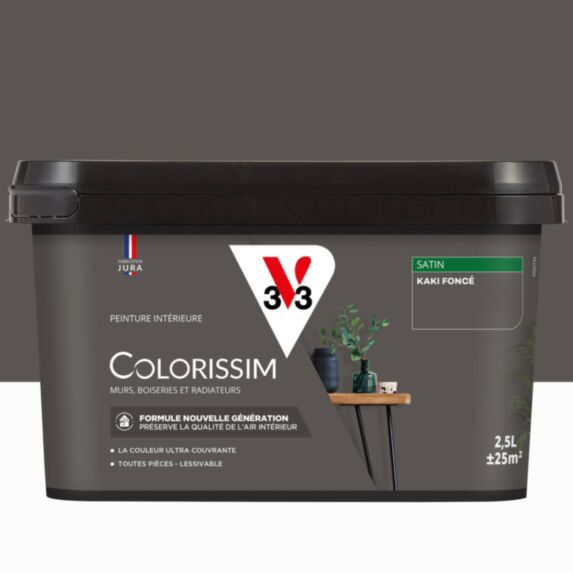 Peinture intérieure Colorissim® Kaki Foncé Satiné 2,5L - V33