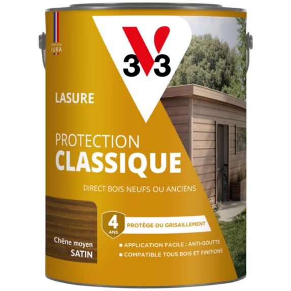 Lasure Protection Classique chêne moyen Satin 5L - V33