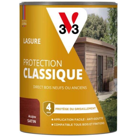 Lasure Protection Classique acajou Satin  0,75L - V33