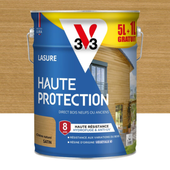 Lasure Haute Protection chêne naturel Satin 5L+20% - V33