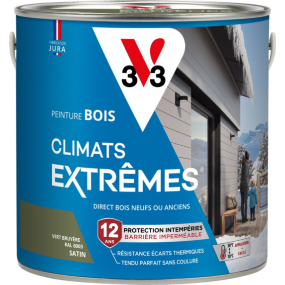 Peinture bois Climats Extrêmes vert bruyère satin 2L - V33