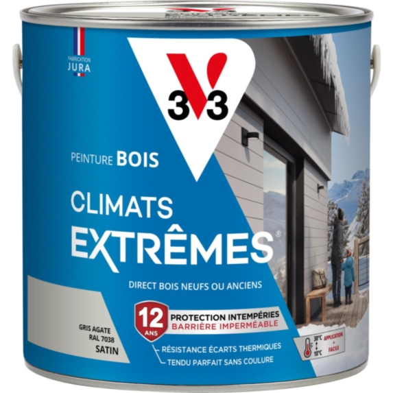 Peinture bois Climats Extrêmes gris agate satin 2L - V33