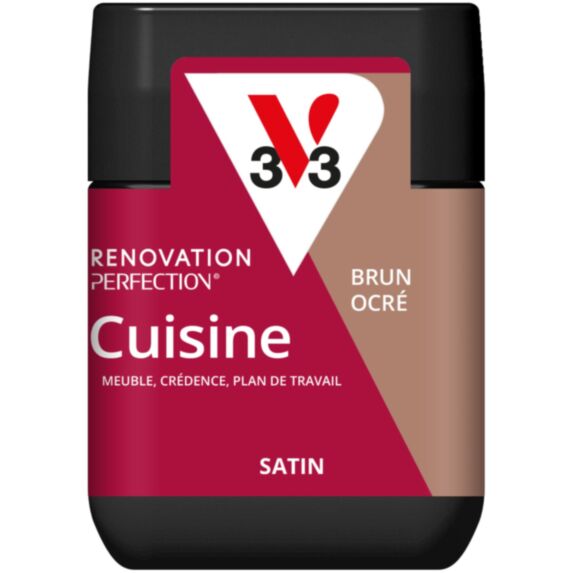 Peinture rénovation cuisine brun ocre satiné 75ml - V33
