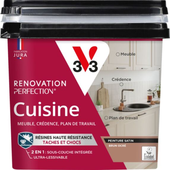 Peinture rénovation cuisine brun ocre satiné 0,75L - V33