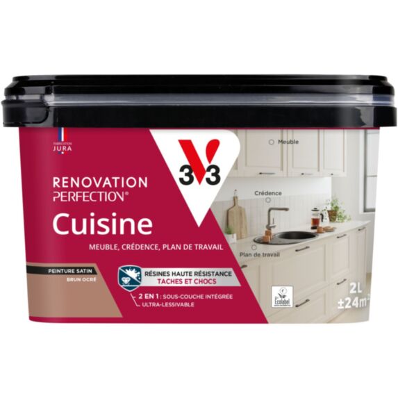 Peinture rénovation cuisine brun ocre satiné 2L - V33