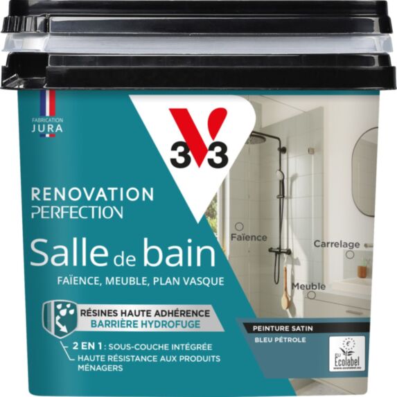 Peinture Rénovation Perfection bleu pétrol satin 0,75L - V33