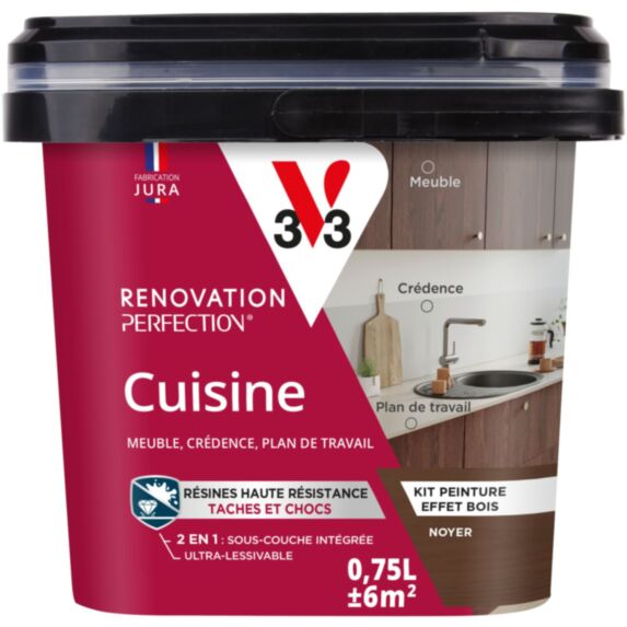 Peinture rénovation perfection cuisine effet noyer 0,75L - V33