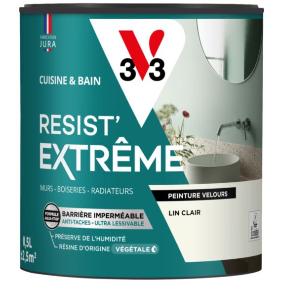 Peinture Cuisine & Bain Resist Extrême lin clair velours 0,5L - V33