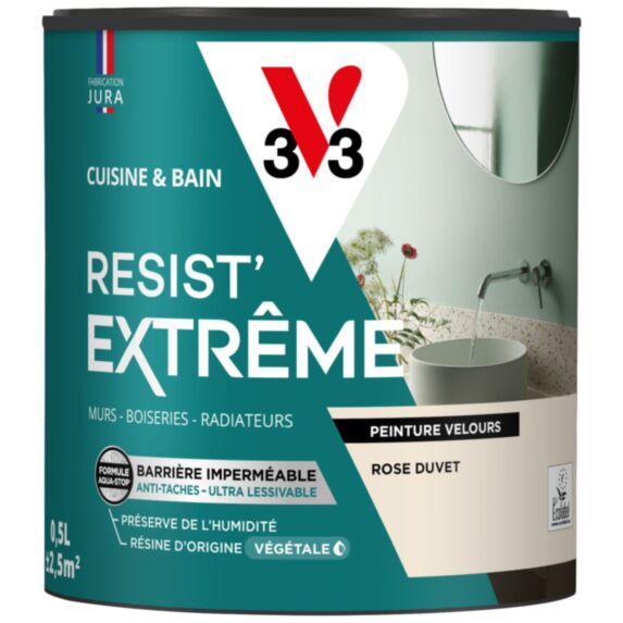 Peinture Cuisine & Bain Resist Extrême rose duvet velours 0,5L - V33