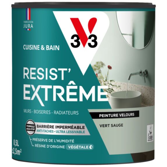 Peinture Cuisine & Bain Resist Extrême vert sauge velours 0,5L - V33