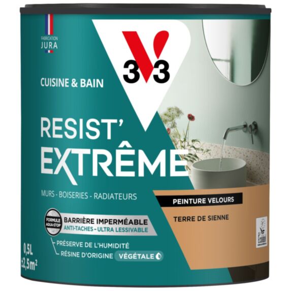 Peinture Cuisine & Bain Resist Extrême terre de sienne velours 0,5L - V33
