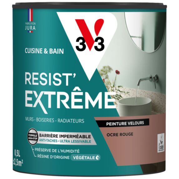 Peinture Cuisine & Bain Resist Extrême ocre rouge velours 0,5L - V33