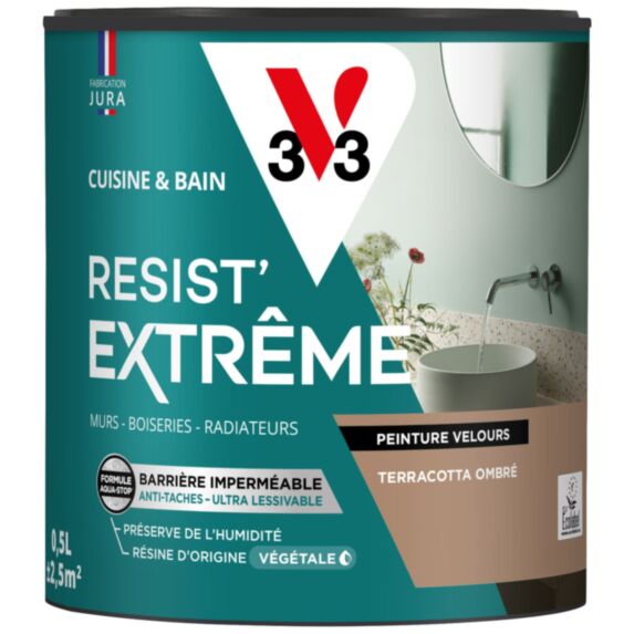 Peinture Cuisine & Bain Resist Extrême terracotta velours 0,5L - V33