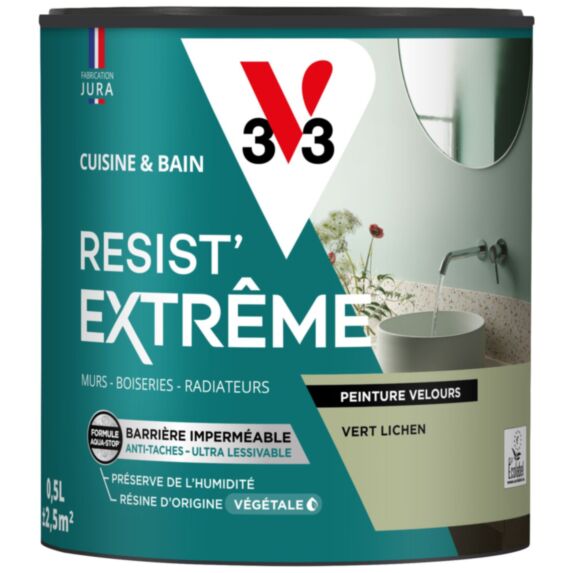 Peinture Cuisine & Bain Resist Extrême Vert lichen velours 0,5L - V33