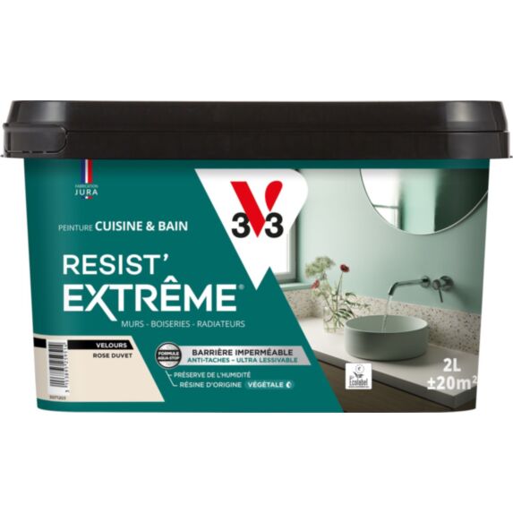Peinture Cuisine & Bain Resist Extrême rose duvet velours 2L - V33