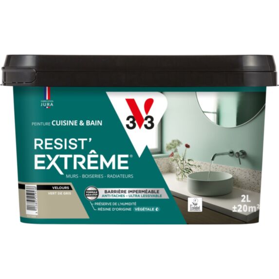 Peinture Cuisine & Bain Resist Extrême vert de gris velours 2L - V33