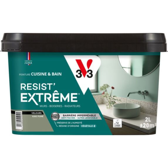 Peinture Cuisine & Bain Resist Extrême kaki fumé velours 2L - V33