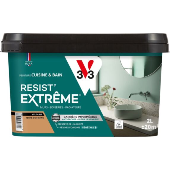 Peinture Cuisine & Bain Resist Extrême terre de sienne velours 2L - V33