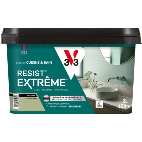 Peinture Cuisine & Bain Resist Extrême vert lichen velours 2L - V33