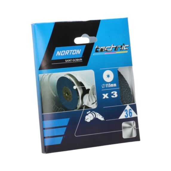 Disques fibres pour le décapage du métal Ø115x22mm Grain 36 - NORTON