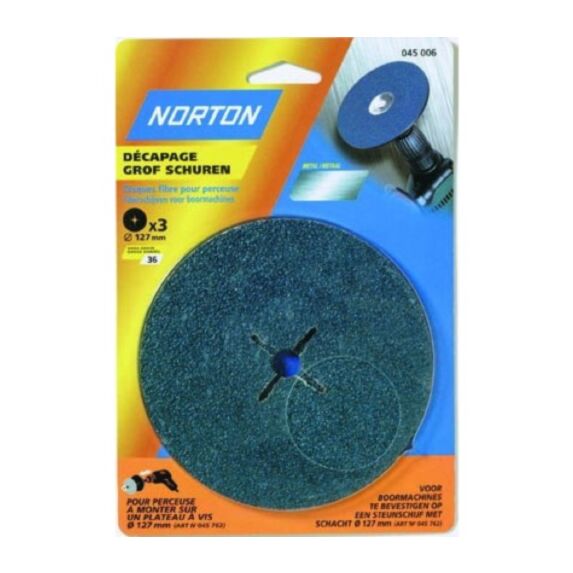 Disques fibres tôle rouille peinture Ø127x12mm Grain 36 - NORTON